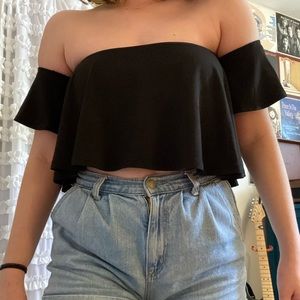 Off the shoulder black crop top